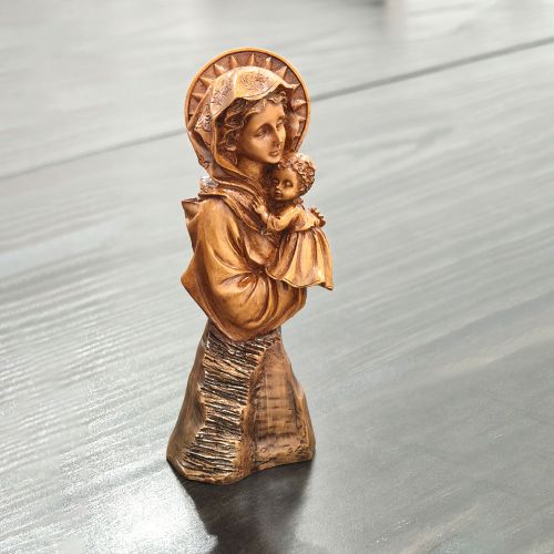 Tượng Đức Mẹ Bồng Chúa Hài Đồng Poly Màu Gỗ