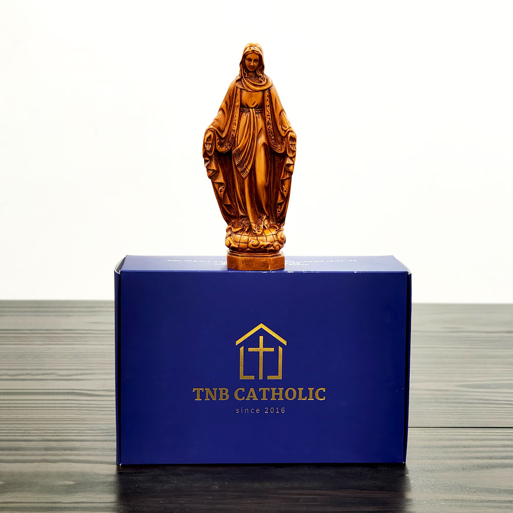 Tượng Mẹ Ban Ơn Poly Màu Gỗ